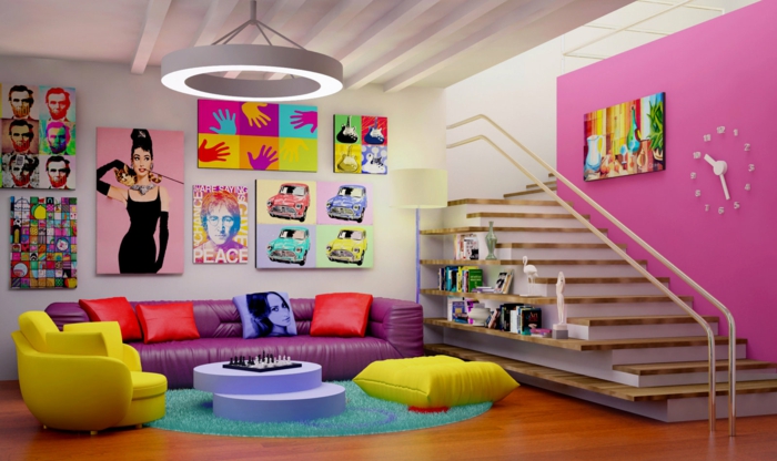 pop art caracteristici de mobilier exemple idei de viață idei de decor camera de zi perete design2