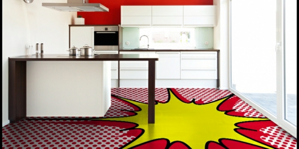 pop art caracteristici design interior pardoseală bucătărie