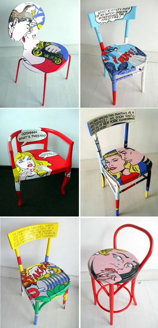 ποπ χαρακτηριστικά τέχνης εσωτερική σχεδίαση καρέκλες σχεδιαστών
