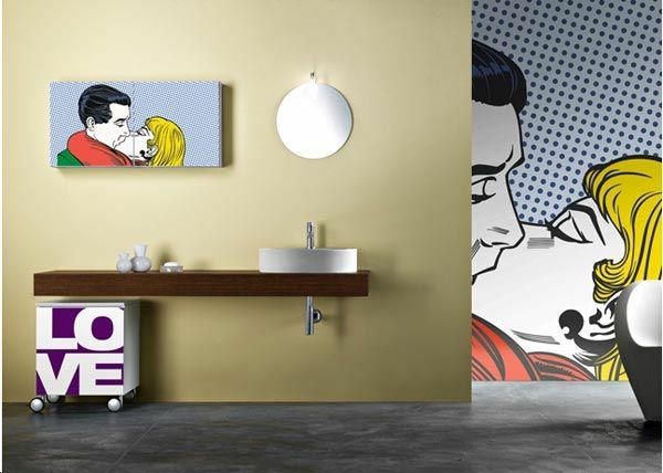 pop-art met interieurinterieur badkamer