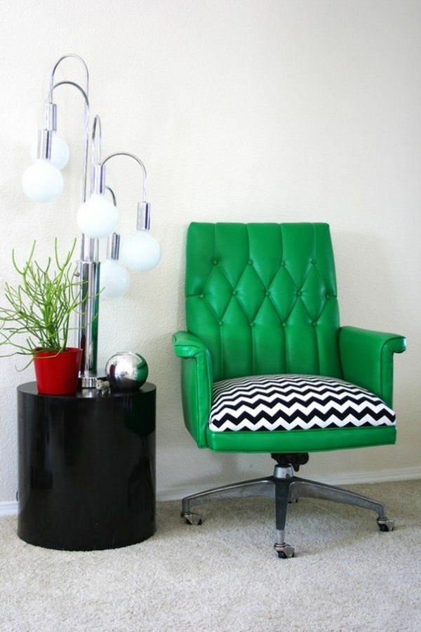 pop art caracteristici design interior fotoliu verde șurub model