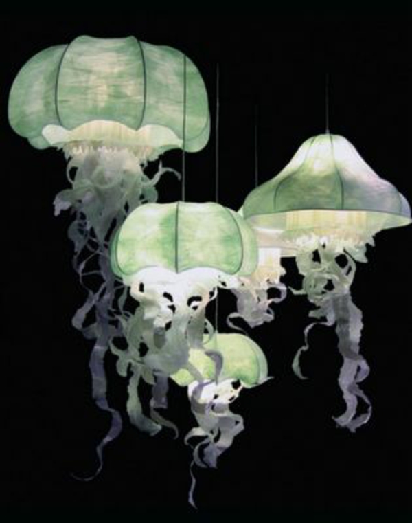 Meduze de hârtie de meduze luminează pandantiv verde
