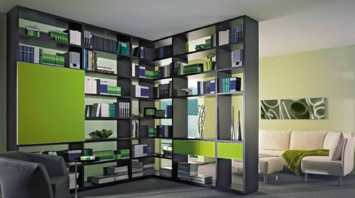 δωμάτιο διαχωριστικό δωμάτιο διαχωριστικό δωμάτιο κουρτίνας δωμάτιο διαχωριστικό ράφι λευκό deco τοίχο ράφι πράσινο στοιχεία