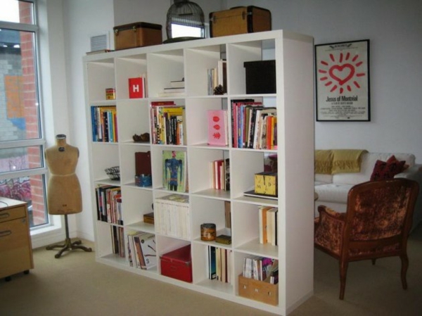 shelves as a partition square open compartments with plenty of storage space