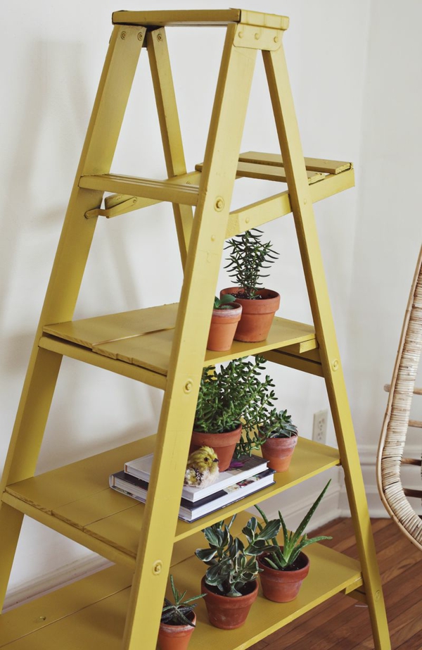 schappen planken zelf gele ladder