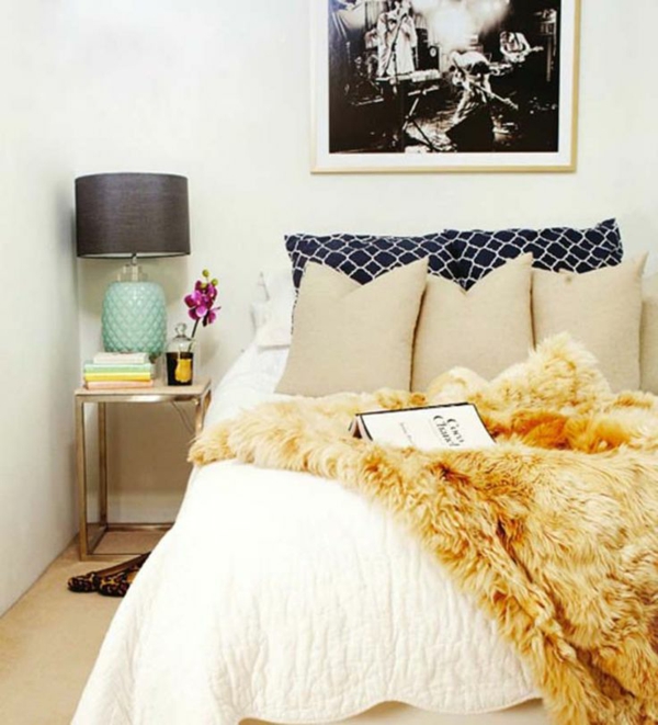 regler feng shui soveværelse dekorere ideer pels overlay sengeteppe