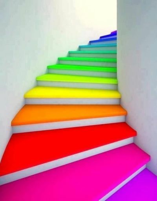 彩虹的颜色螺旋楼梯形状生活的想法