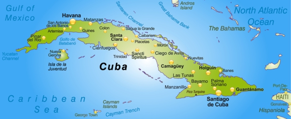 cestování na ostrov kubánské mapy