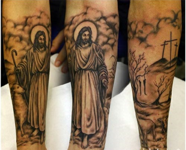 motivos religiosos del antebrazo del tatuaje
