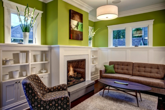 renovar la renovación de la casa después del esquema de color de conversión pintura de la pared verde