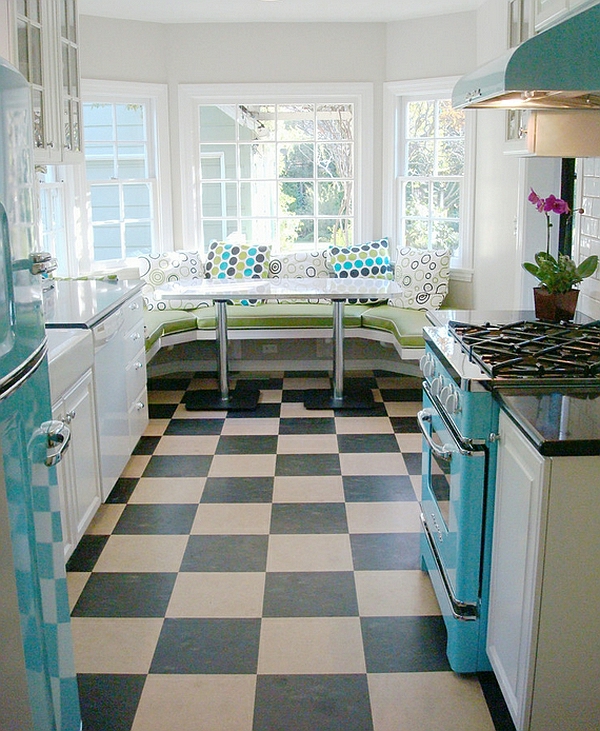 retro køkken gulv checkmate mønster