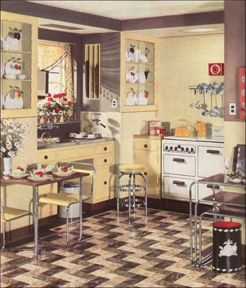 set up retro kitchens designs dining area