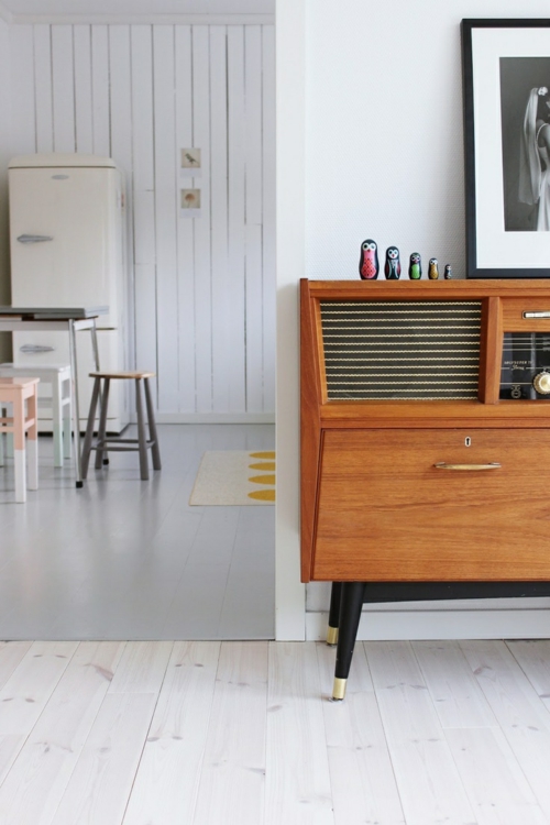 retro vintage møbler eohnzimmergestaltung kjøkken kjøleskap