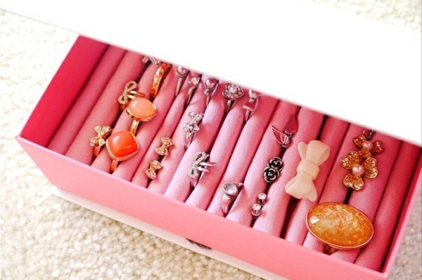 houd ringen sieraden stand maken diy ideeën roze decoratieve vak ambachten