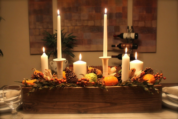 浪漫的生活diy餐桌装饰秋天的蜡烛