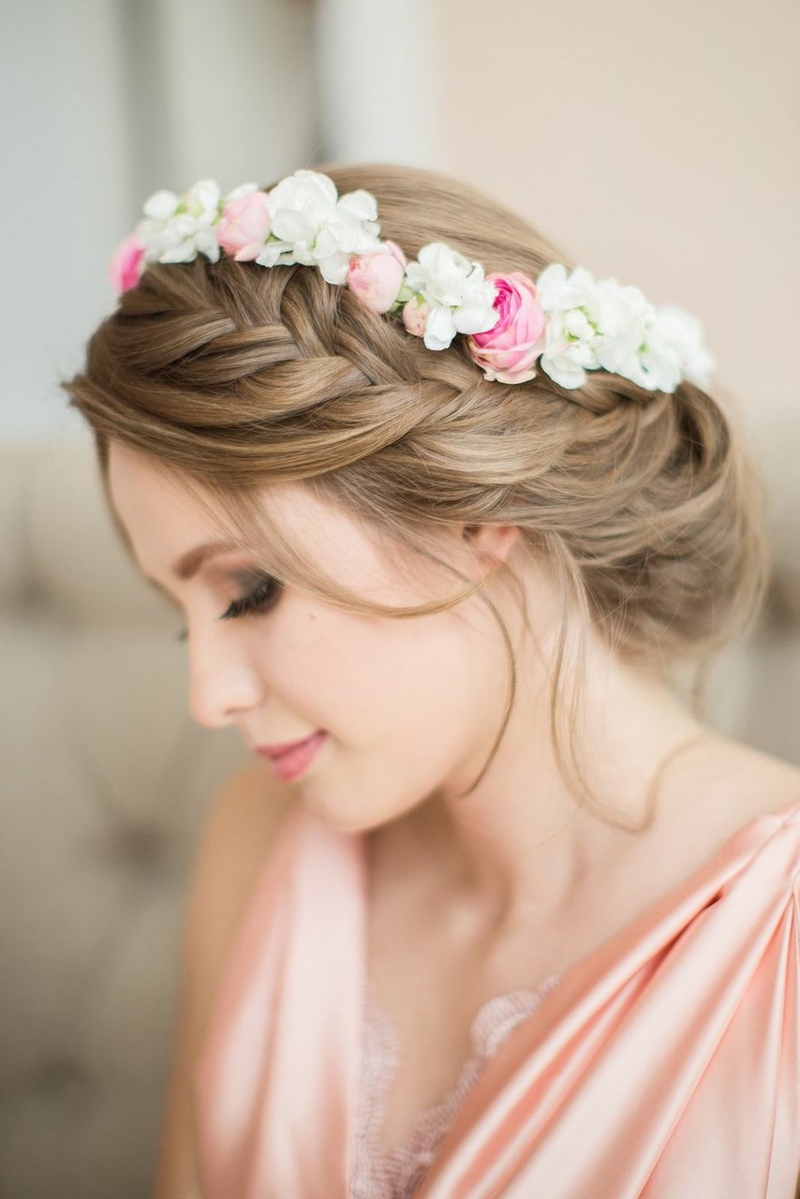 ρομαντικό κοσμήματα για τα μαλλιά Νύφη πλεκτά μαλλιά με λουλούδια