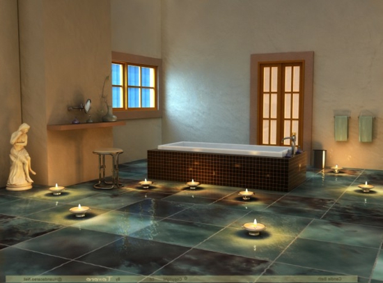ρομαντικό μπάνιο αρμονικά με γυάλινα πλακάκια