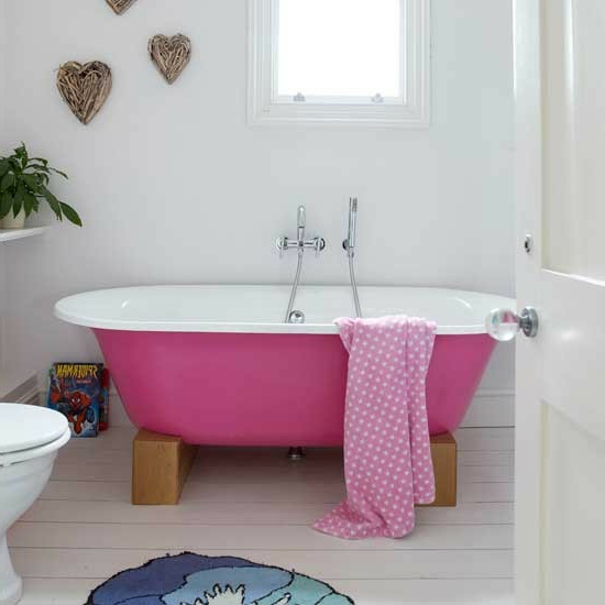 الوردي حوض الاستحمام قماش وردي
