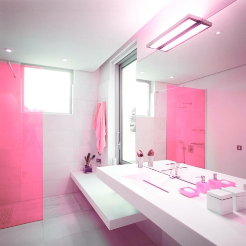 ροζ μπάνιο σχεδιάζει θηλυκό μοντέρνο κομψό νεροχύτη