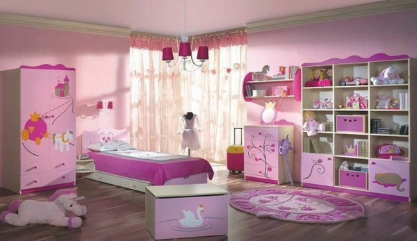 Pink inspiration til piger værelse seng tæppe