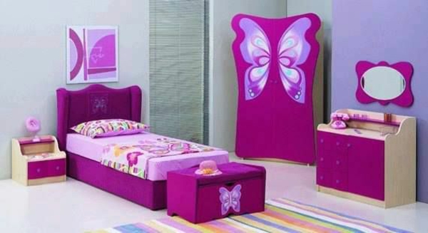 pink girl's room design ideer sommerfugle kommode