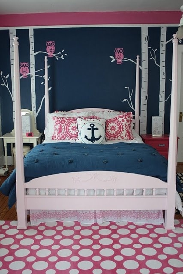 bedroom dark blue anchor pillow