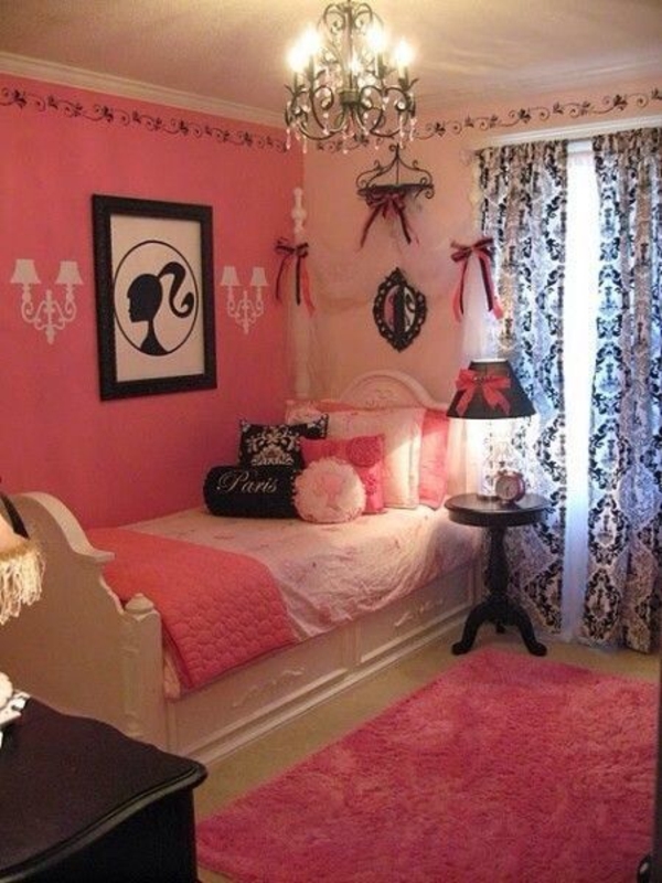 pink bedroom single bed feminine