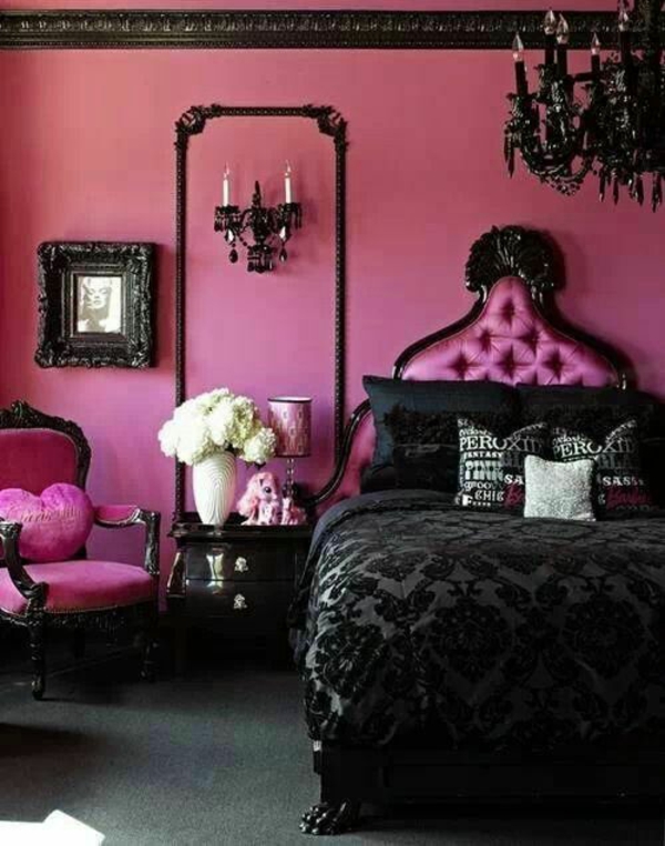 غرفة نوم وردي المذكر الأسود