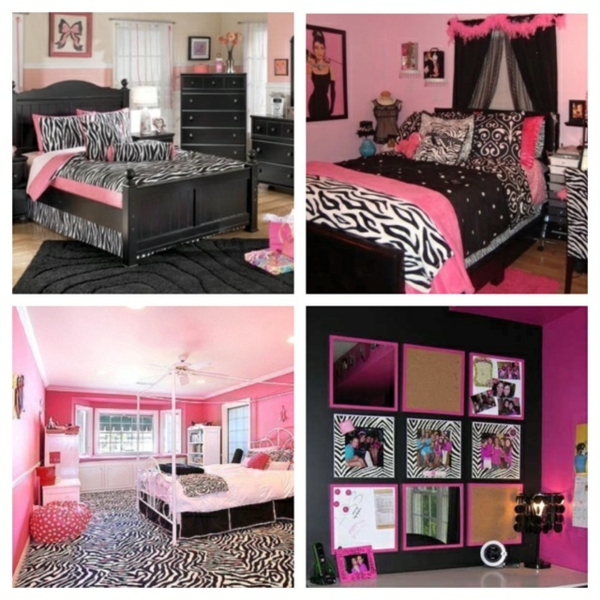 pink zebra teenager room fashion bed decorating photo