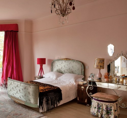 粉红色的仙客来窗帘英语卧室interieuer凳子