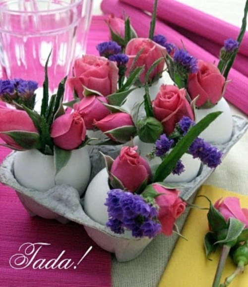τριαντάφυλλα αυγό κάτοχος πίνακας διακόσμηση Πάσχα πρωτότυπο κομψό ρομαντικό