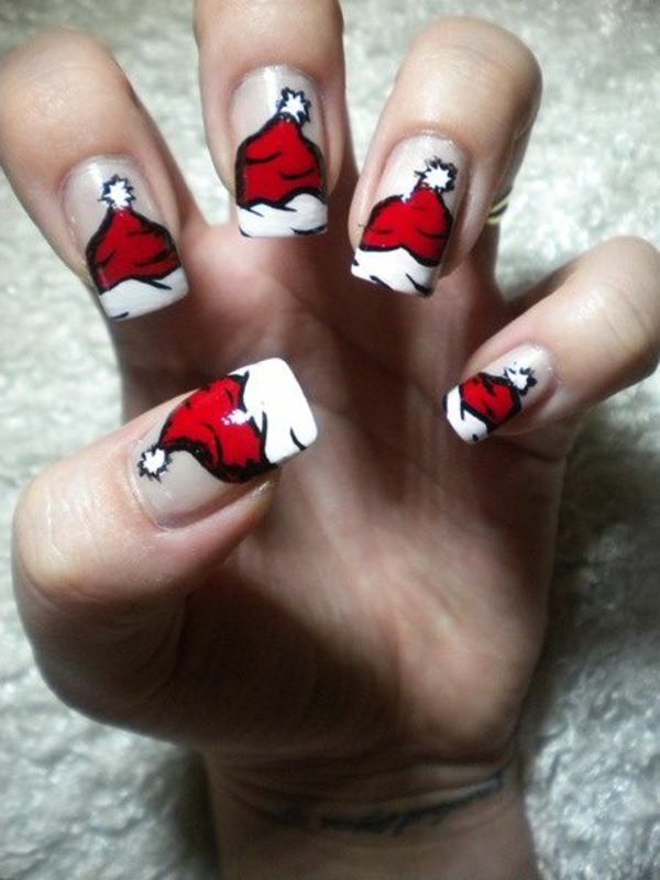 red gel nails for christmas red fingernails painted winter hats