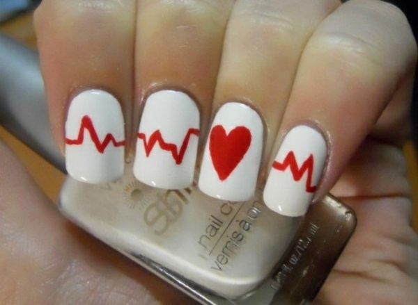 red gel nails for christmas red fingernails motive hearts