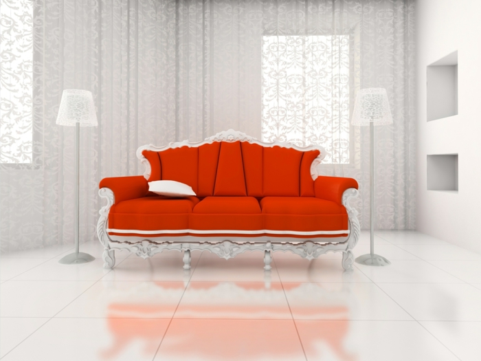червени дивани луксозен дизайн хол създадена