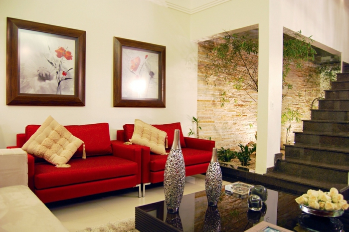 røde sofaer stue indretning friske billeder deco poster