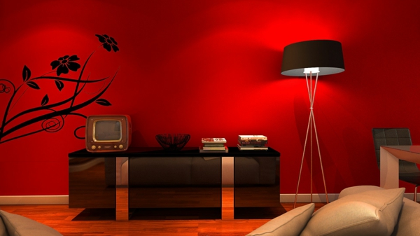 red wallpaper with black pattern
