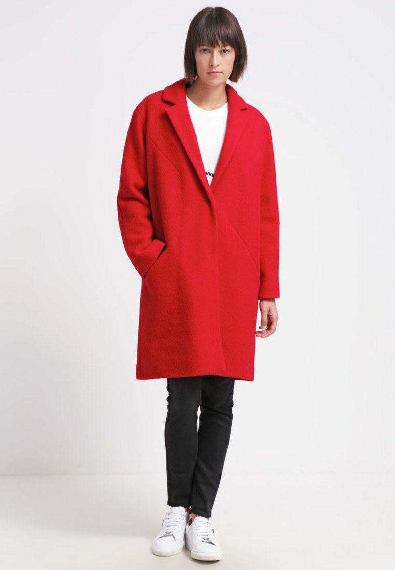 rød vinter jakke Cacharel ull jakke