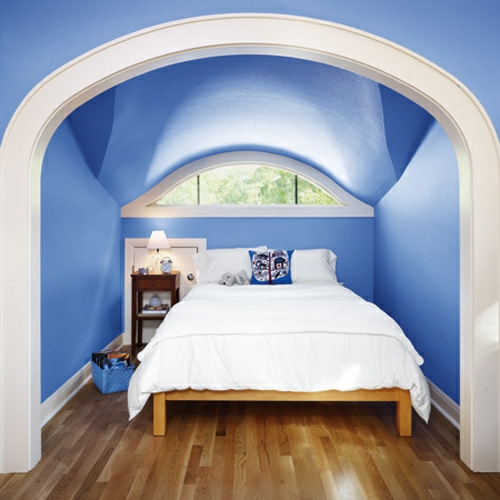 ronde dak blauwe comfortabele interessante houten vloeren