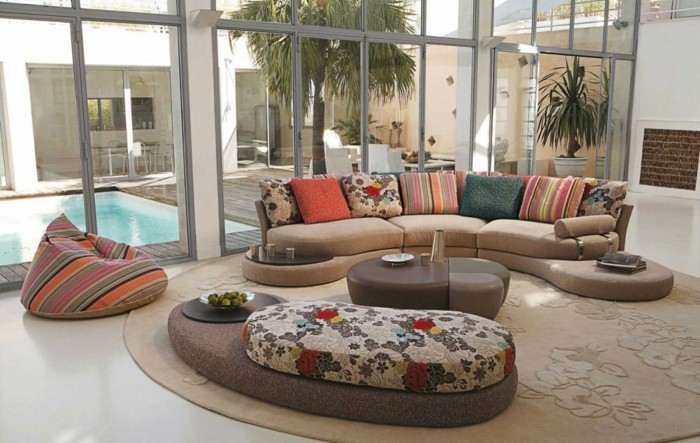 runde sofa farvede stuen møbler runde tæppe
