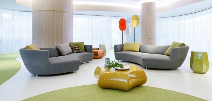 rund sofa grå runde sofaer fancy gul sofabord smukke gulve