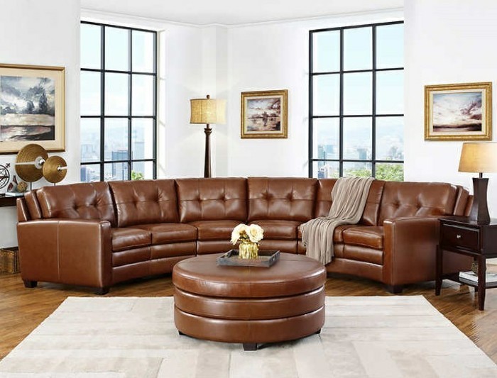 runde sofa læder sofa brun vægmalerier