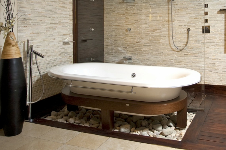 salle de bain rustique décor de salle de bains carreaux de travertin