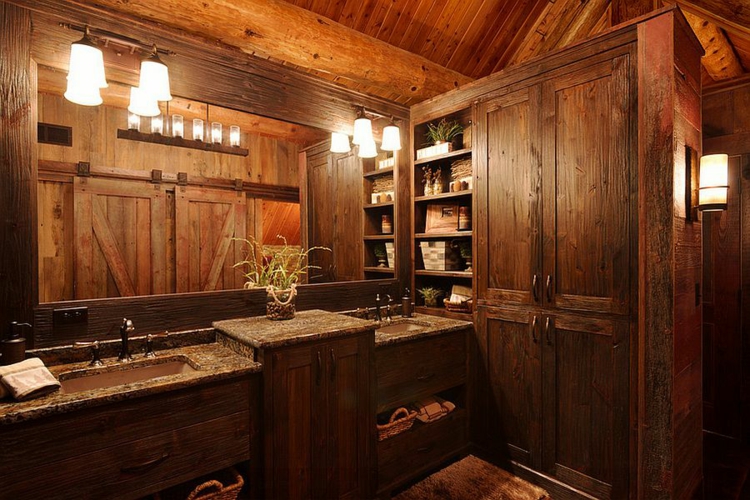 质朴的家具浴室家具齐全的木质仿古浴室家具