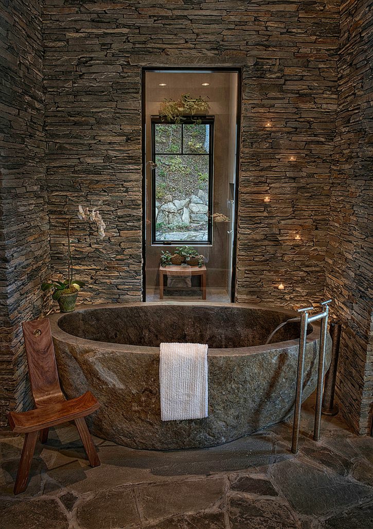 仿古家具浴室家具乡村别墅浴缸由天然木材制成