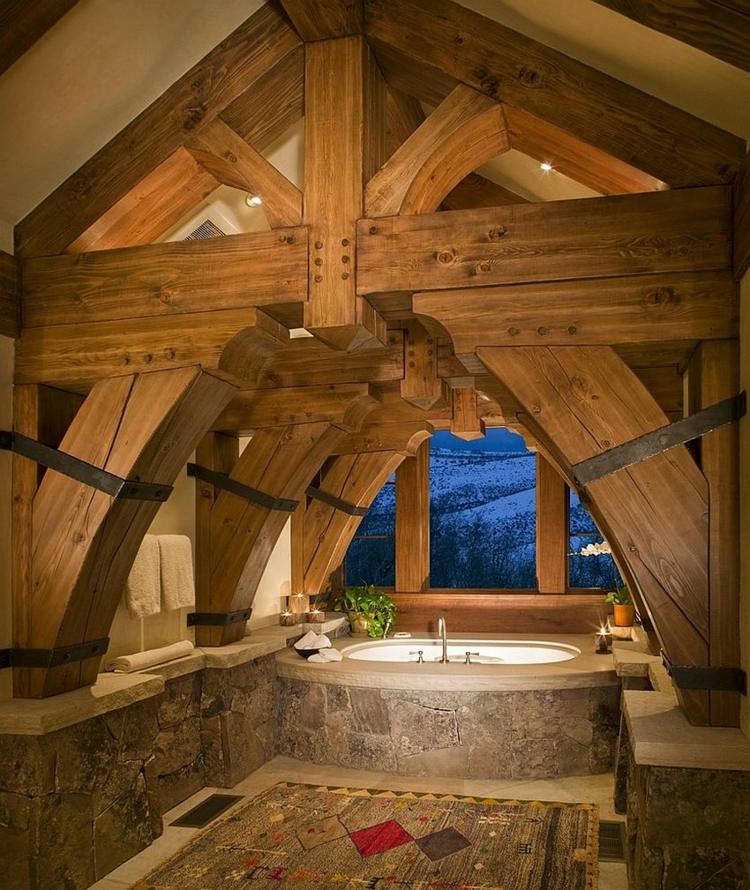 ρουστίκ επίπλων έπιπλα μπάνιου εξοχική κατοικία ξύλινη στέγη