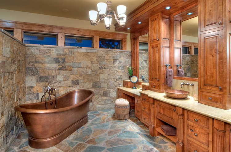仿古家具浴室家具乡村风格浴缸铜色