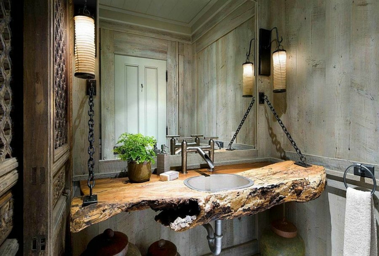 ρουστίκ έπιπλα μπάνιου έπιπλα εξοχικών σπιτιών νιπτήρα φυσικό ξύλο