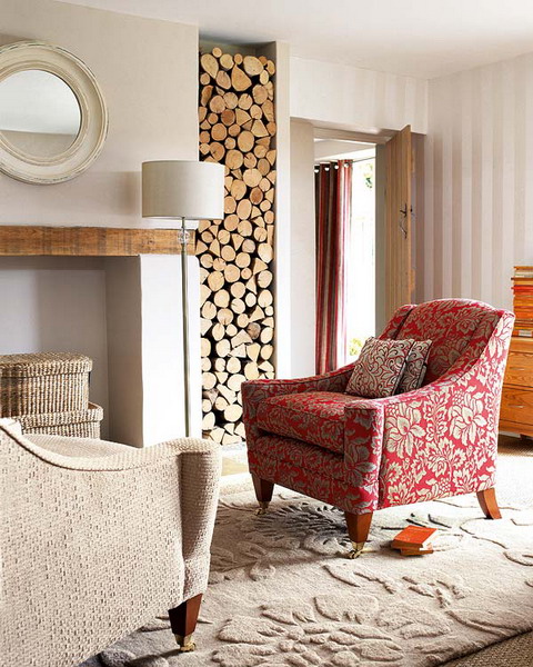 Rustikk stue design ideer klassisk lenestol komfortabel