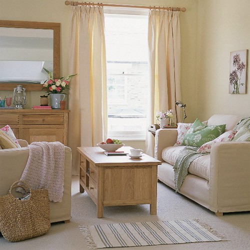ideas de diseño de sala de estar rústica colores pastel