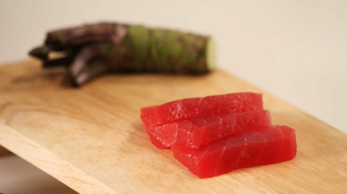 sashimi spiser uten ris og noen ingredienser
